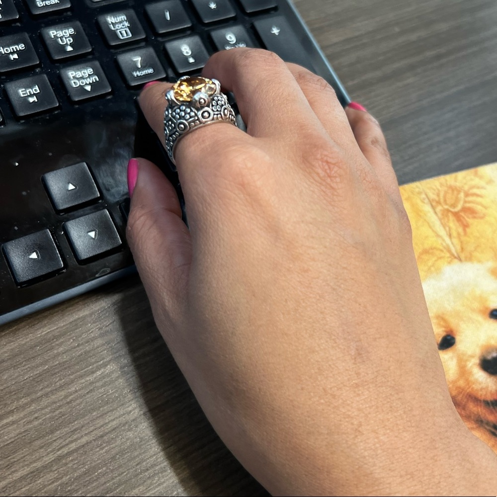 David Yurman Style Citrine silver ring